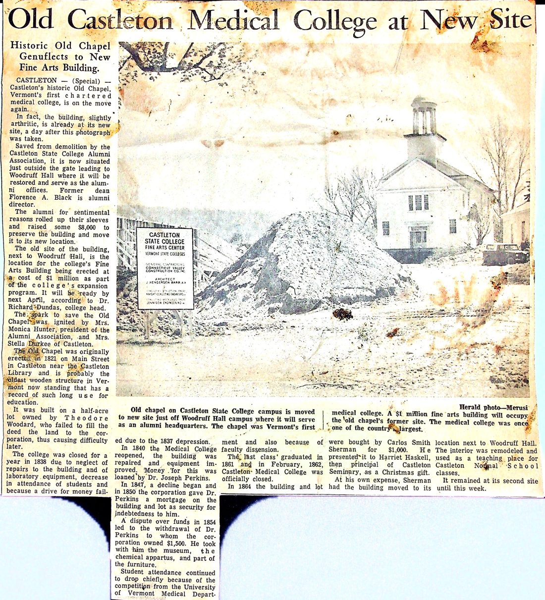 Old Castleton Medical College - clipping